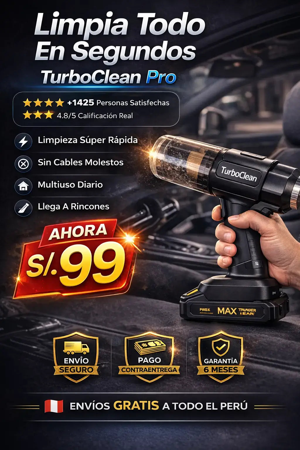 Turbo Clean - Aspirador Portatil 48v