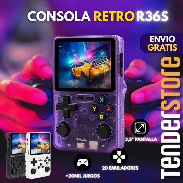 CONSOLA RETRO PORTATIL R36S 🕹️ (+20 MIL JUEGOS + 15 EMULADORES + 2 MEMORIAS SD)